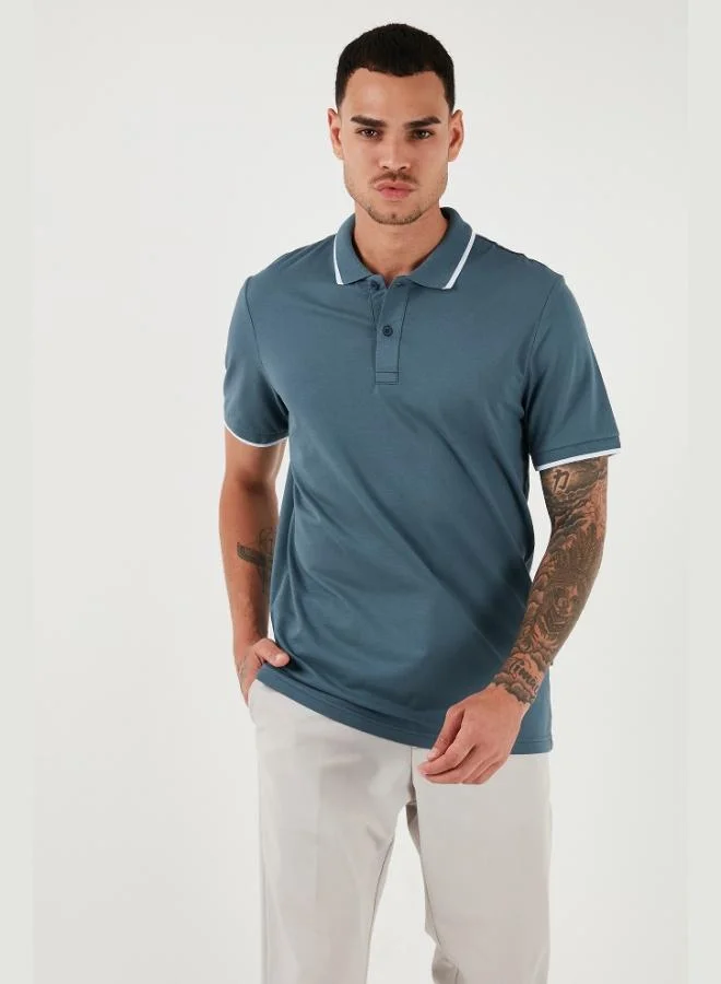بوراتي تيشيرت بولو قطن رجالي بقصة عادية