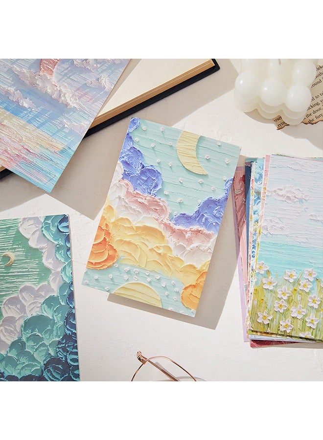 Oil Painting Postcards, 30 Pcs Mailing Postcard, Decorate Wall Collage Kit, 3D Oil Painting Design with Distinct Layers, Oil Painting Flowers Postcard Greeting Card for Dorm Bedroom Decor - Image 3