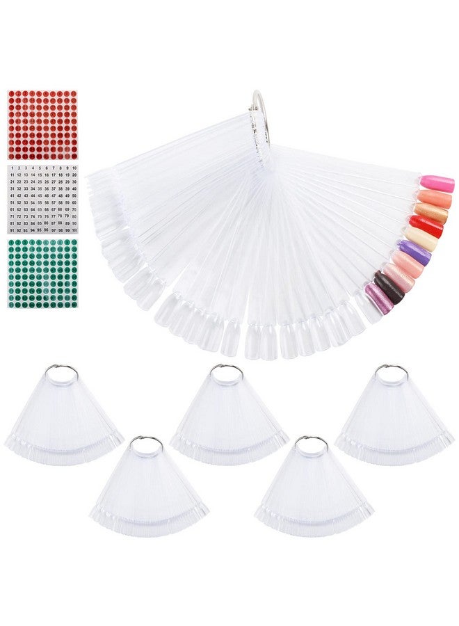 Tbestmax 300 Pcs Nail Swatch Sticks with Number Stickers for Color Display, Clear Square-shaped Nail Polish Sample Swatches with Ring - Image 1