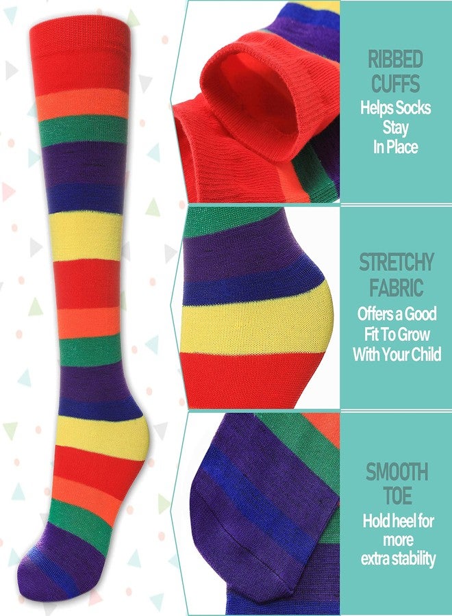 LINEMIN 3-12 Years Girls Knee High Socks Kids Cartoon Animal Warm Cotton Long Tall Boot Socks 6 Pairs (Classic Color Stripe) - Image 4