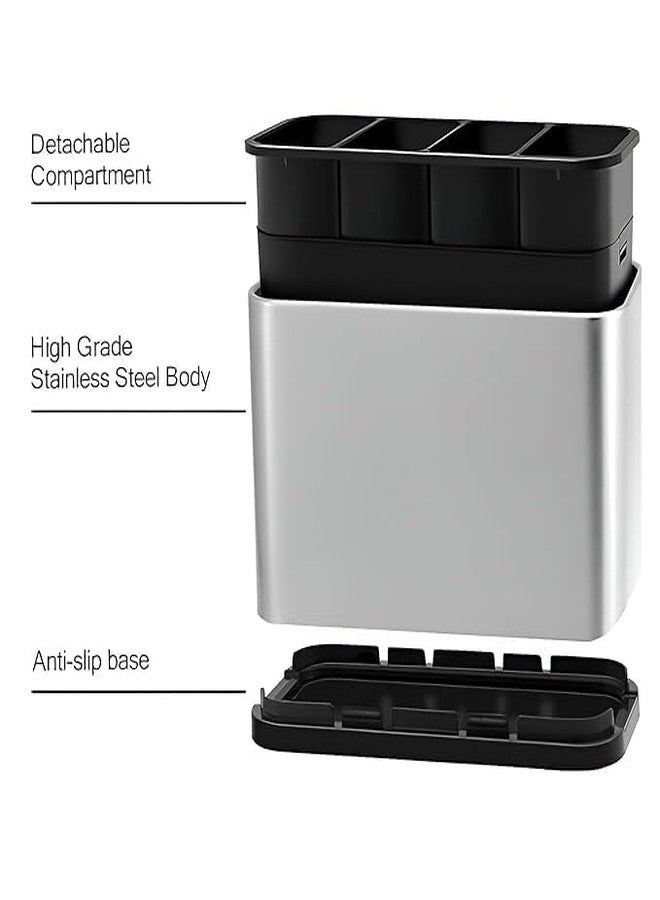 DHYANEXA Kitchen Sink Cutlery Holder, Stainless Steel Flatware Organizer, Utensils Caddy Counter, Multifunctional Washing Sponge Storage Rack, Chopstick Cage - Image 5