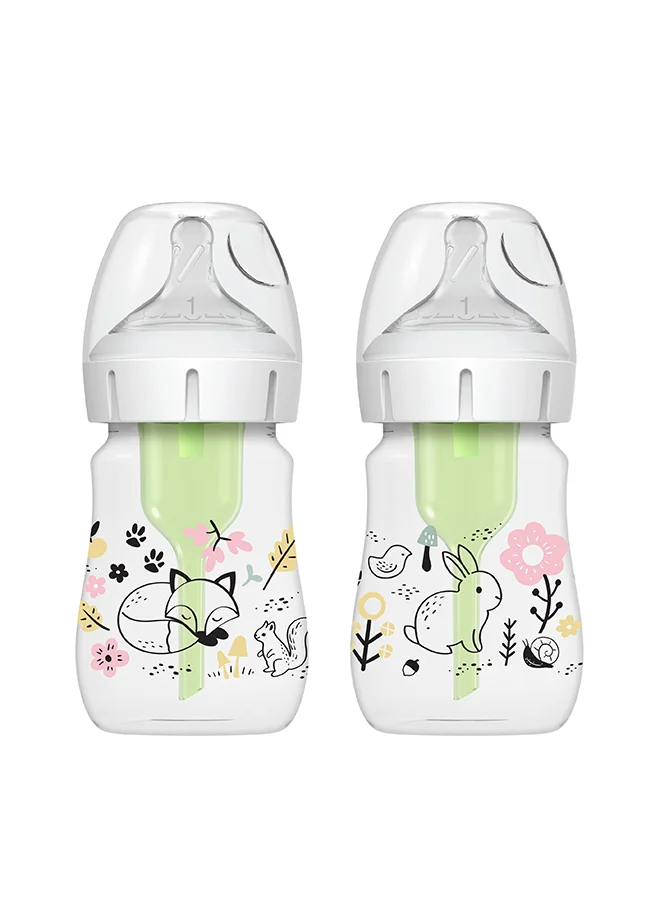 دكتور براونز 5 oz/150 mL PP W-N Anti-Colic Options+ Baby Bottle, Woodland, 2-Pack