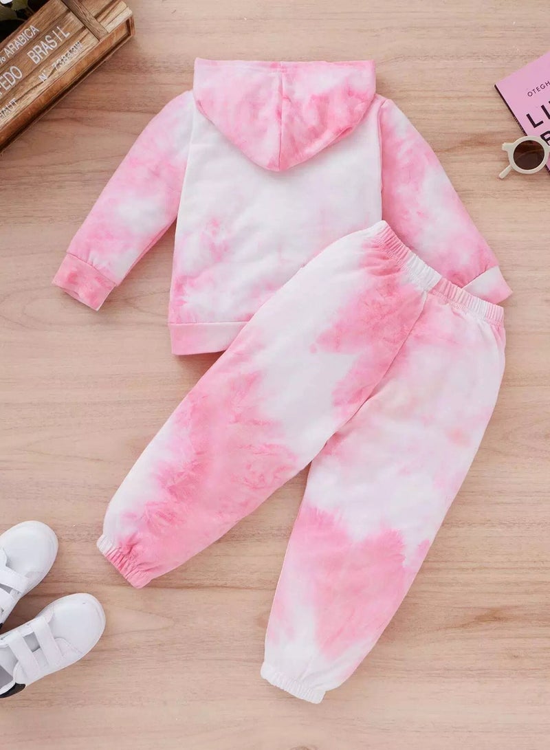 Baby Tie Dye Heart Print Kangaroo Pocket Hoodie & Sweatpants  - Image 2