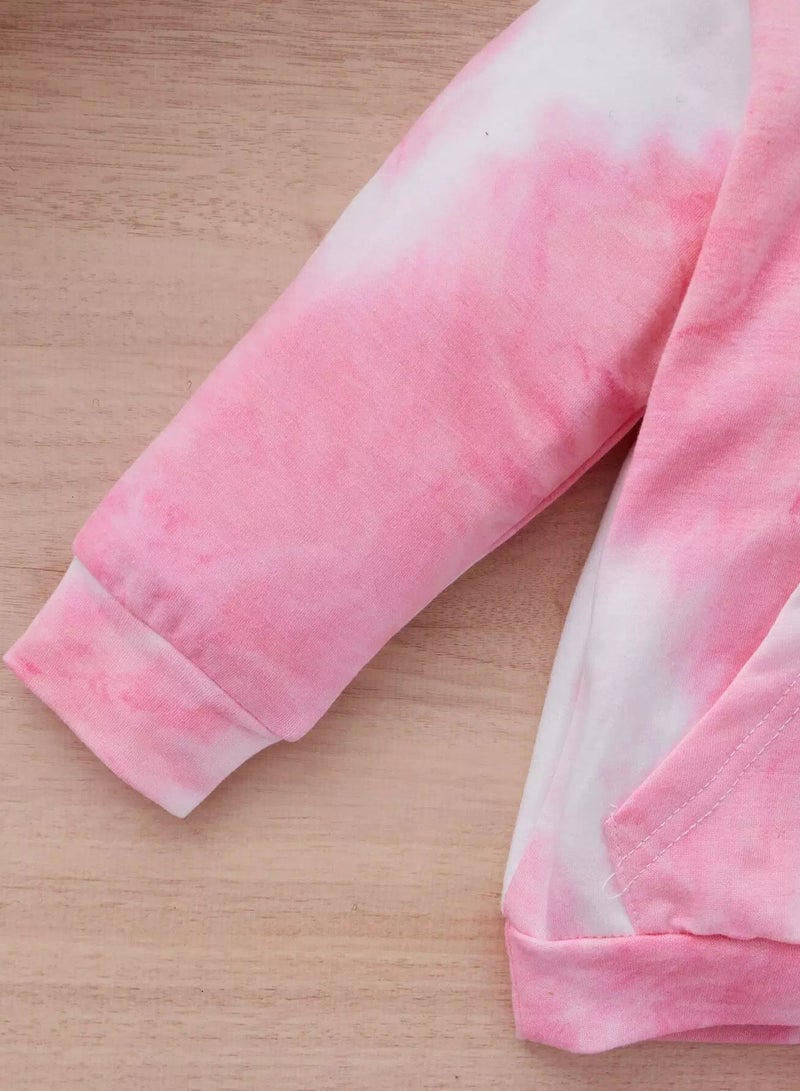 Baby Tie Dye Heart Print Kangaroo Pocket Hoodie & Sweatpants  - Image 4