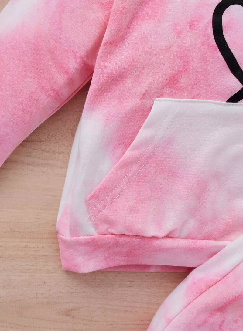 Baby Tie Dye Heart Print Kangaroo Pocket Hoodie & Sweatpants  - Image 3