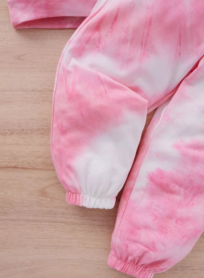 Baby Tie Dye Heart Print Kangaroo Pocket Hoodie & Sweatpants  - Image 5