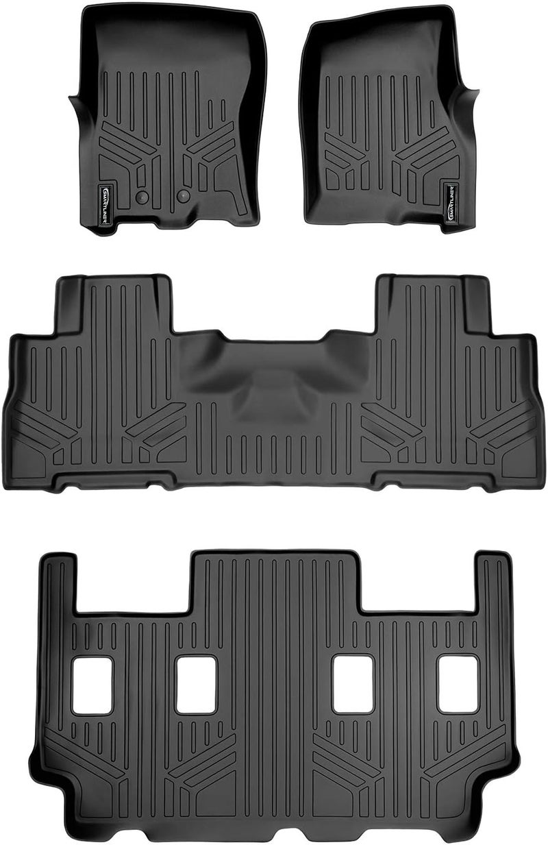 SMARTLINER 3 Row Carpet Floor Mats Set for 2011-2017 Expedition EL/Navigator L - Black - Image 1