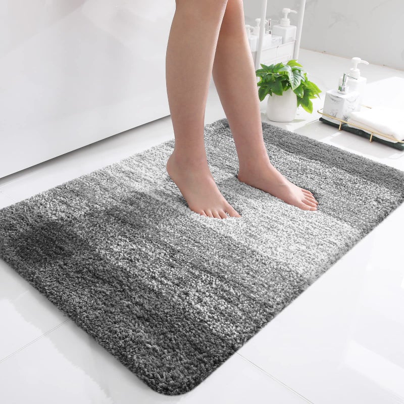 OLANLY Luxury Bathroom Rug Mat  Extra Soft and Absorbent Microfiber Bath Rugs  Non-Slip Plush Shaggy Bath Carpet  Machine Wash Dry  Bath Mats for Bathroom Floor  Tub and Shower  24x36  Grey - Image 2