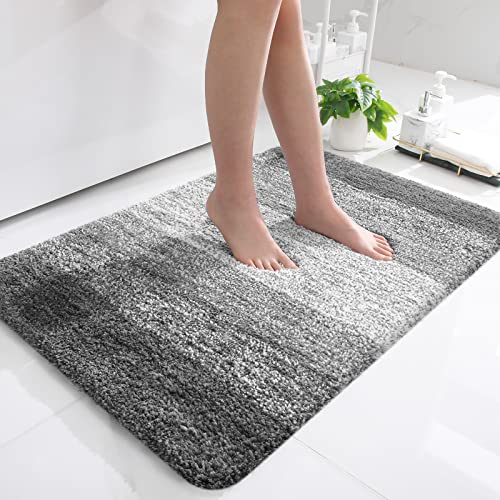 OLANLY Luxury Bathroom Rug Mat  Extra Soft and Absorbent Microfiber Bath Rugs  Non-Slip Plush Shaggy Bath Carpet  Machine Wash Dry  Bath Mats for Bathroom Floor  Tub and Shower  24x36  Grey - Image 1