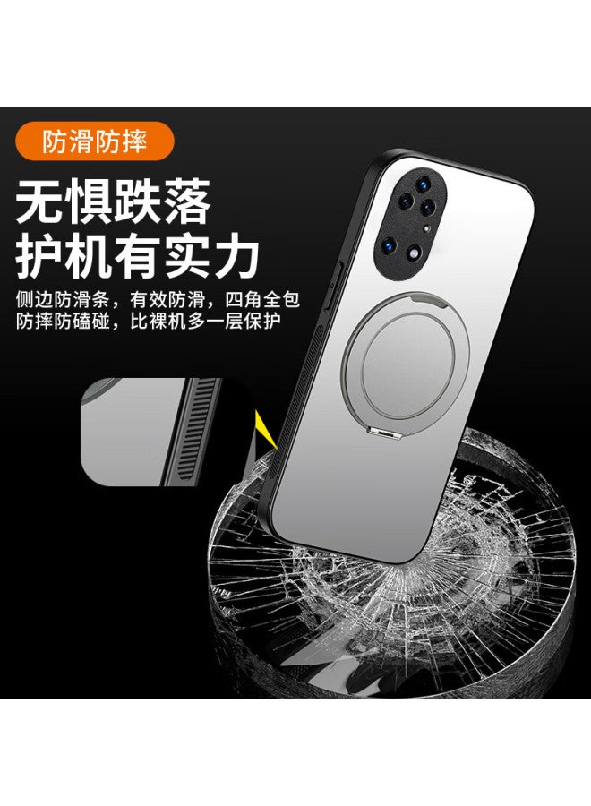 Holdzu Decompression Edition Pivot Shell For Huawei P50 Phone Case Huawei P50 Protective Case Magnetic Adsorption Anti-Drop Full Coverage Lens Matte Bracket Men And Women New - Galaxy Silver