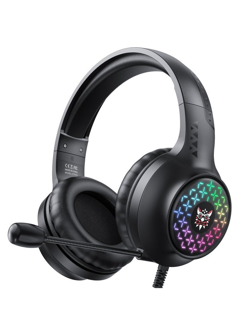 onikuma X7 Pro Wired Gaming Headset RGB Light Noise Canceling Headphone With Microphone For PS4 PC Xbox One  - Image 1