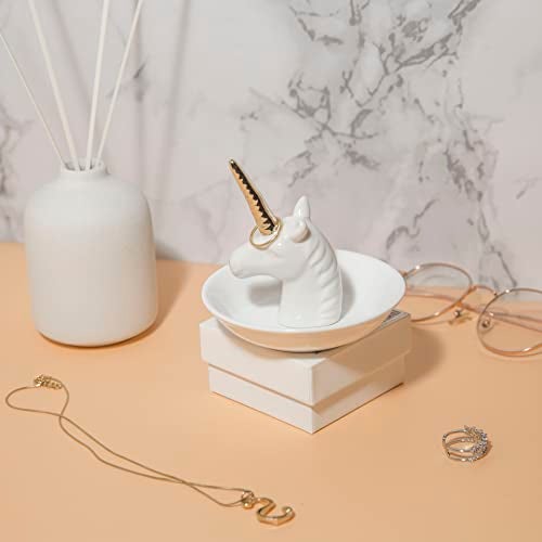 Lynagert Unicorn Ring Holder Ceramic Jewelry Holder Dish Trinket Tray For Rings Earrings Trinkets Organizer Christmas Birthday Bridesmaid Gifts for Women - Image 3