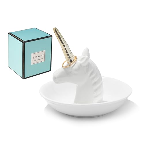 Lynagert Unicorn Ring Holder Ceramic Jewelry Holder Dish Trinket Tray For Rings Earrings Trinkets Organizer Christmas Birthday Bridesmaid Gifts for Women - Image 1