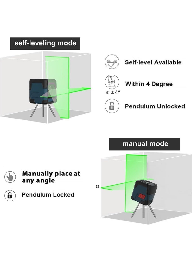 High precision IP54 laser infrared cross level laser level，Laser Level, Cross Line Laser with Self-Leveling, Vertical and Horizontal Line, Rotatable 360 Degree, Carrying Pouch, Battery Included (Green) Class 2 Laser Wavelength: 635nm Power Output: - Image 4