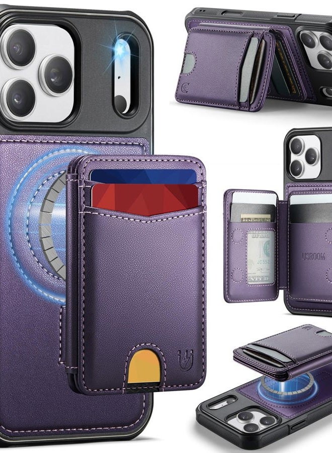 Usroom for iPhone 17 Pro Max Case Wallet Compatible with Magsafe, RFID Blocking Magnetic Card Holder 2 in 1 Detachable Kickstand Shockproof Phone Case for iPhone 17 Pro Max 6.9" Purple - Image 1