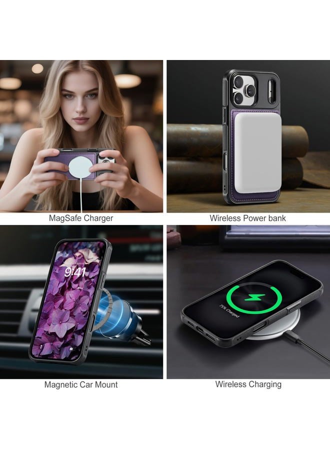 Usroom for iPhone 17 Pro Max Case Wallet Compatible with Magsafe, RFID Blocking Magnetic Card Holder 2 in 1 Detachable Kickstand Shockproof Phone Case for iPhone 17 Pro Max 6.9" Purple - Image 3