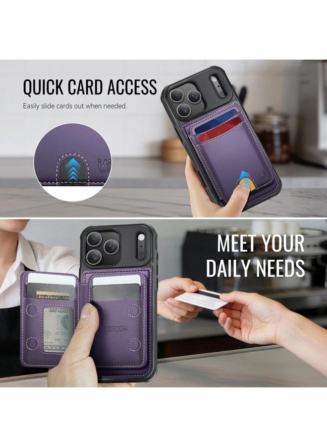 Usroom for iPhone 17 Pro Max Case Wallet Compatible with Magsafe, RFID Blocking Magnetic Card Holder 2 in 1 Detachable Kickstand Shockproof Phone Case for iPhone 17 Pro Max 6.9" Purple - Image 4