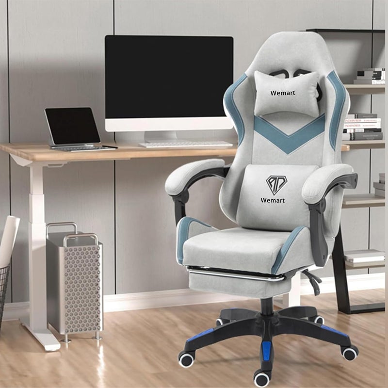 WEMART Gaming Chair Computer Chair, Breathing Fabric Game Chair With Head Pillow And Waist Pillow, Ergonomic Computer Chair With Footrest, Bearing 300 Kg (Gray) - Image 2