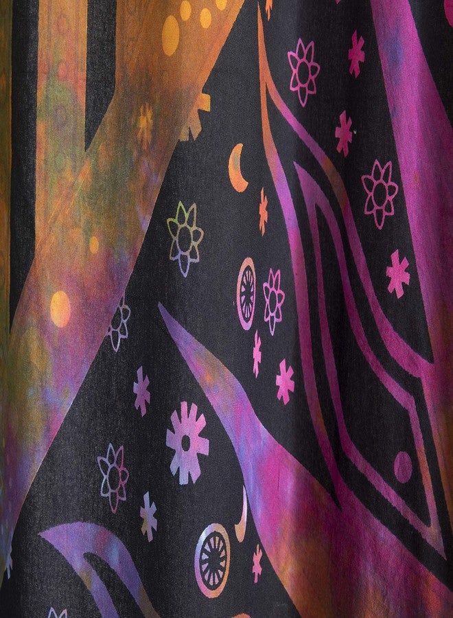 بليس إنترناشونال ستائر نوافذ جميلة من Bless International بتصميم بوهيمي هندي سايكدلي هيبي، عليها صورة شمس متوهجة، مناسبة لغرفة النوم، غرفة المعيشة، الشرفة (لون بنفسجي مصبوغ بربطة عنق (38 × 83 بوصة) (96 × 210 سم)) - Image 3