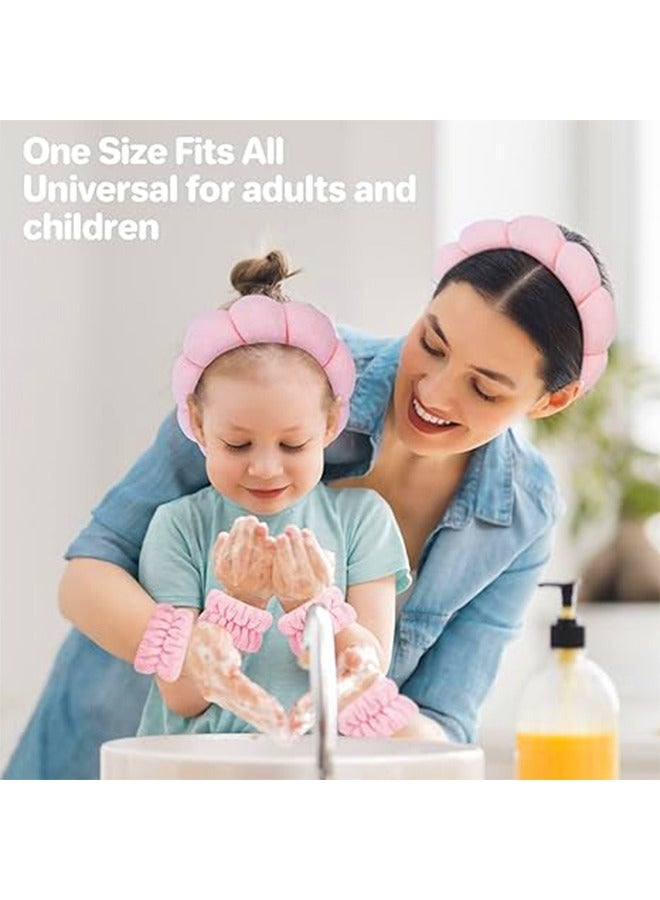 3Pcs Headband for Washing Face Makeup Headband and Wristband Set Non Slip Headband Washing Face Cloth Face Wash Headband for Women Girl Sponge Puffy Bubble Skincare Headband For Washing Face swimming - Image 4