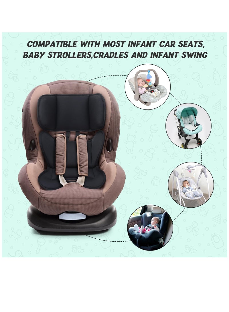 Excefore Infant Car Seat Insert, Baby Carseat Head & Body Support for Newborn, Soft Stroller Cushion Insert, Perfect for Infant Car Seats, Strollers, Cradles, Carriers Black - Image 3