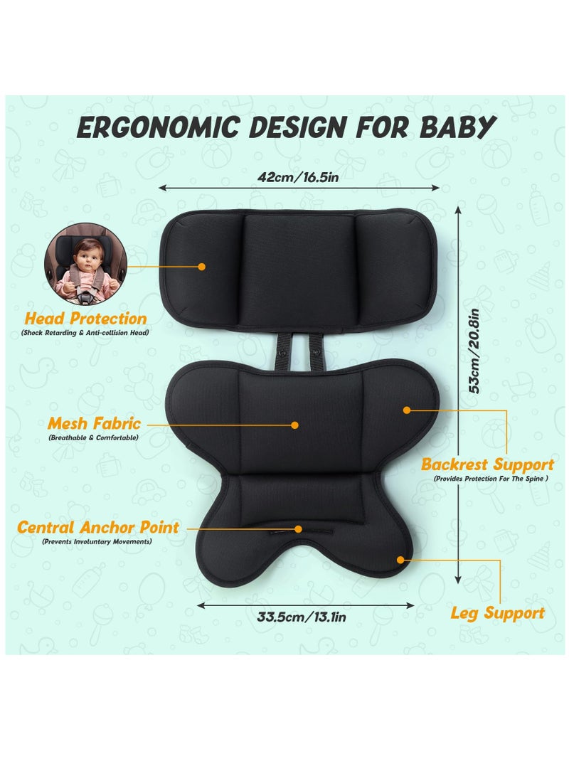 Excefore Infant Car Seat Insert, Baby Carseat Head & Body Support for Newborn, Soft Stroller Cushion Insert, Perfect for Infant Car Seats, Strollers, Cradles, Carriers Black - Image 2