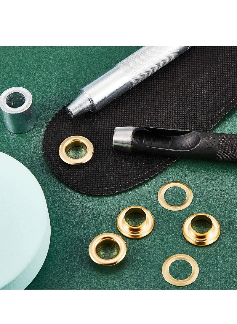 SOLARAE Grommet Tool Kit Setting and 100 Sets Eyelets Portable Hand Press for Leather Clothes Shoes Fabric Belts with Storage Box Gold, 1/2 Inch Inside Diameter - Image 4