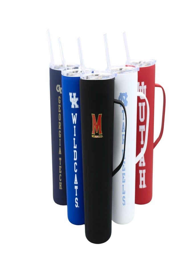 Decorvo NCAA 20 oz. Stainless Steel Tumbler with Handle - Officially Licensed Double Walled Insulated Roadie with Slide Lid and Straw (Maryland Logo - Black) - Image 2