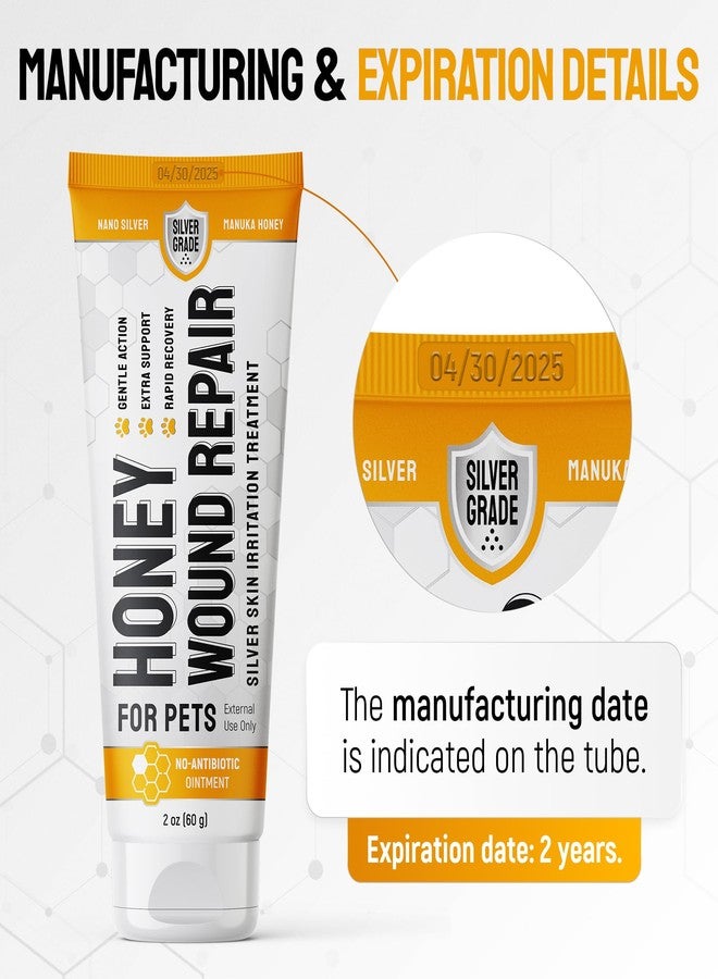 SILVER GRADE Best Hot Spot Treatment for Dogs & Horses - Dog Wound Care with Silver for Scratches, Sores, Rashes, Irritations - Honey Wound Repair Ointment in Gel Form for Horses & Cats + 2 Bandages - 2 Oz - Image 3