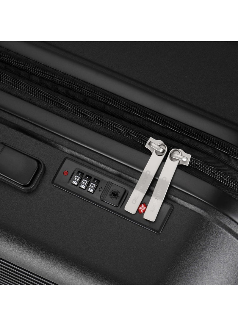 CABINPRO Unisex Expandable PP Fashion Trolley Lightweight Hard Shell Spinner luggage with 360° Degree 4 Twin Wheel and Double Zippers CP003-Black  - Image 4