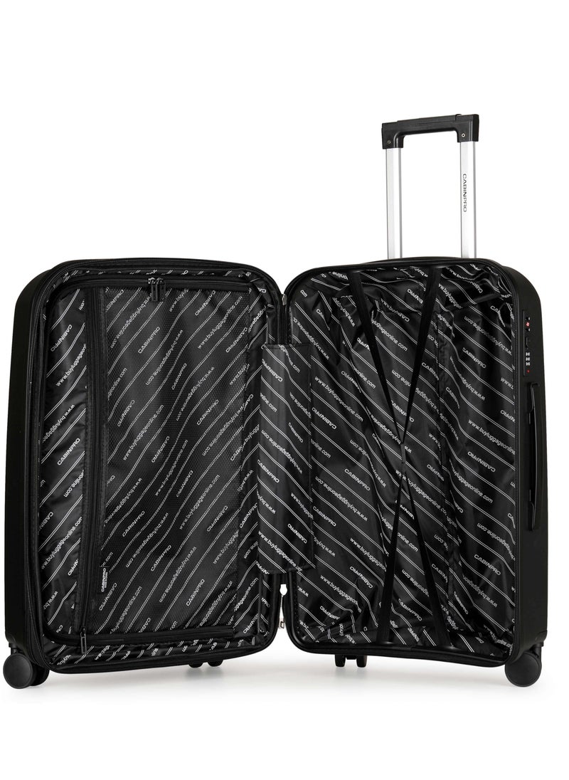 CABINPRO Unisex Expandable PP Fashion Trolley Lightweight Hard Shell Spinner luggage with 360° Degree 4 Twin Wheel and Double Zippers CP003-Black  - Image 5