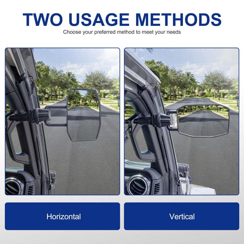 GEVINFA Upgrade Mirrors Doors Off Compatible with Jeep Wrangler JL JLU and Gladiator JT 2018-2023, Quick Release JL Mirror, No Wobble & Quick Removal knob(Not Fit 2024 2025) Patented - Image 3