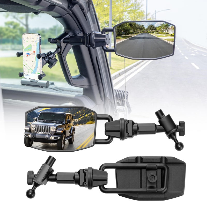 GEVINFA Upgrade Mirrors Doors Off Compatible with Jeep Wrangler JL JLU and Gladiator JT 2018-2023, Quick Release JL Mirror, No Wobble & Quick Removal knob(Not Fit 2024 2025) Patented - Image 1