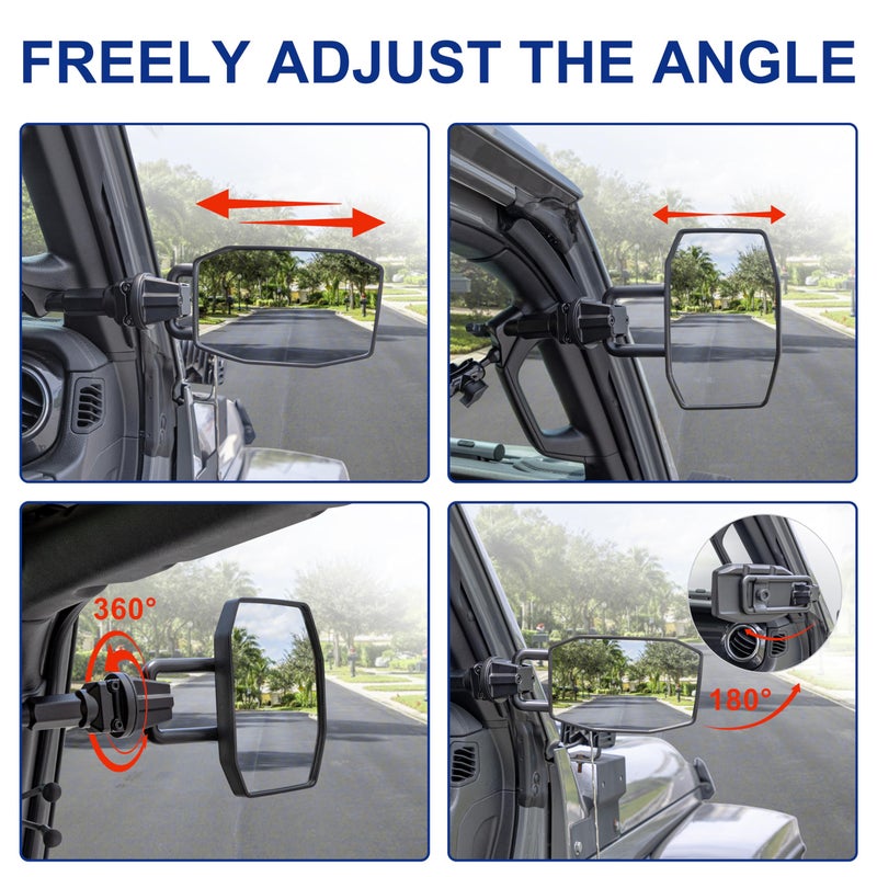 GEVINFA Upgrade Mirrors Doors Off Compatible with Jeep Wrangler JL JLU and Gladiator JT 2018-2023, Quick Release JL Mirror, No Wobble & Quick Removal knob(Not Fit 2024 2025) Patented - Image 5