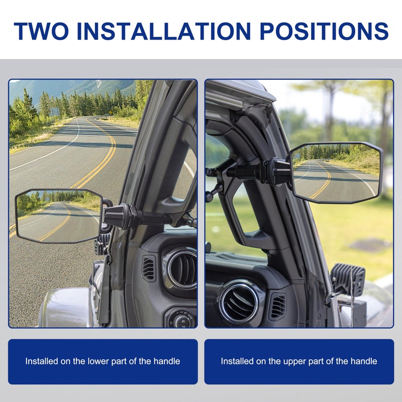 GEVINFA Upgrade Mirrors Doors Off Compatible with Jeep Wrangler JL JLU and Gladiator JT 2018-2023, Quick Release JL Mirror, No Wobble & Quick Removal knob(Not Fit 2024 2025) Patented - Image 4