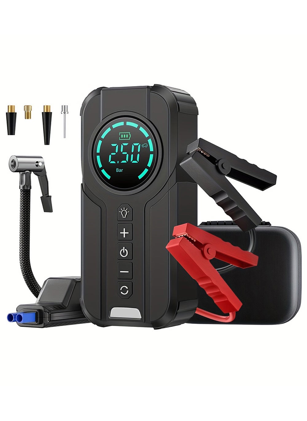 Jump Starter with Air Compressor 1000A 12V 150PSI 29.6Wh Car Battery Jump Starter 3.0L Gas and Diesel Smart Jumper with Display and Emergency Light 