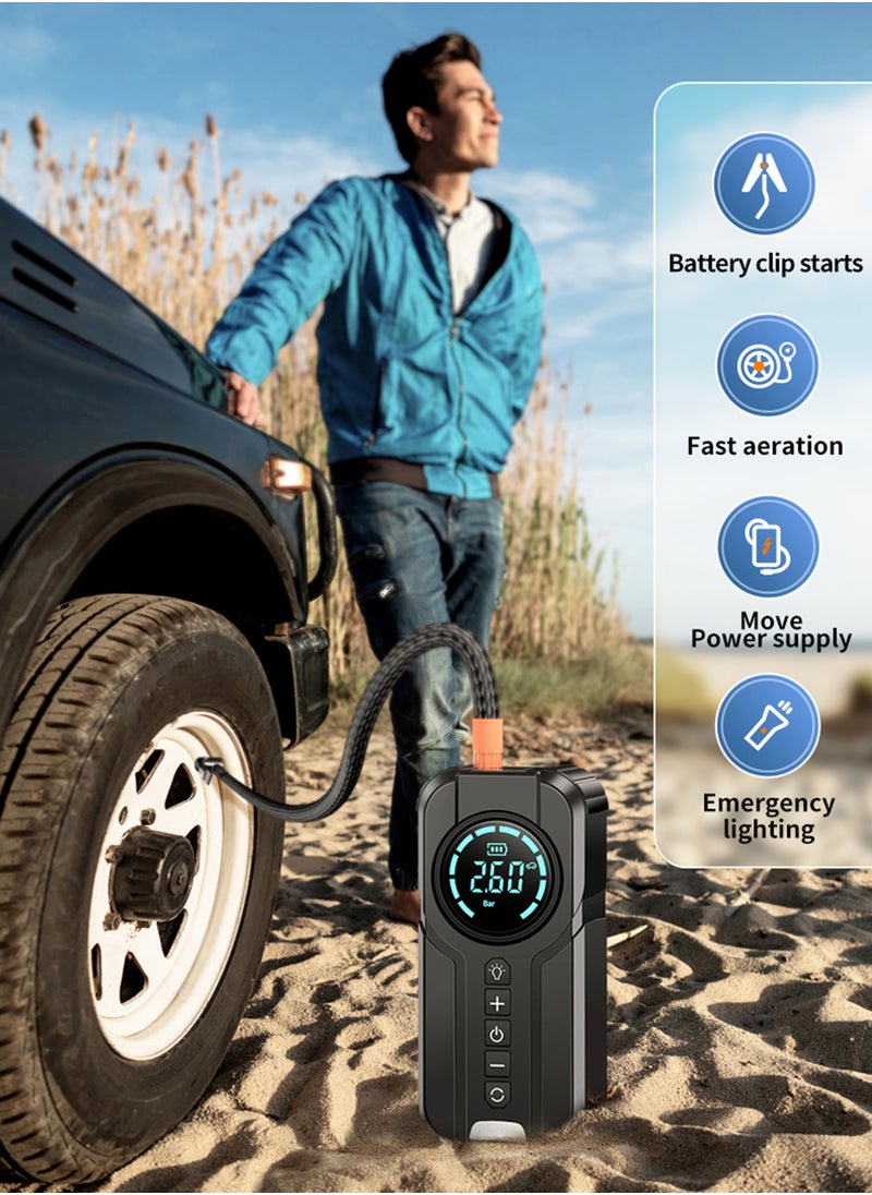 EzzySo - Jump Starter with Air Compressor 1000A 12V 150PSI 38.48Wh Car Battery Jump Starter 6.0L Gas and 3.0L Diesel Smart Jumper with Display and Emergency Light - Image 1