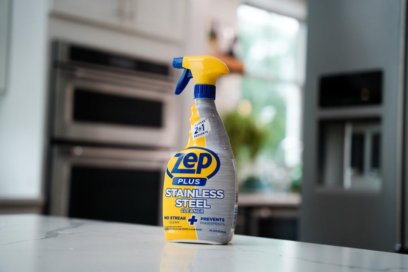 Zep Plus Stainless Steel Cleaner - 32 Fl OZ - R53512-2-in-1 benefits clean while preventing future fingerprints and smudges. - Image 2