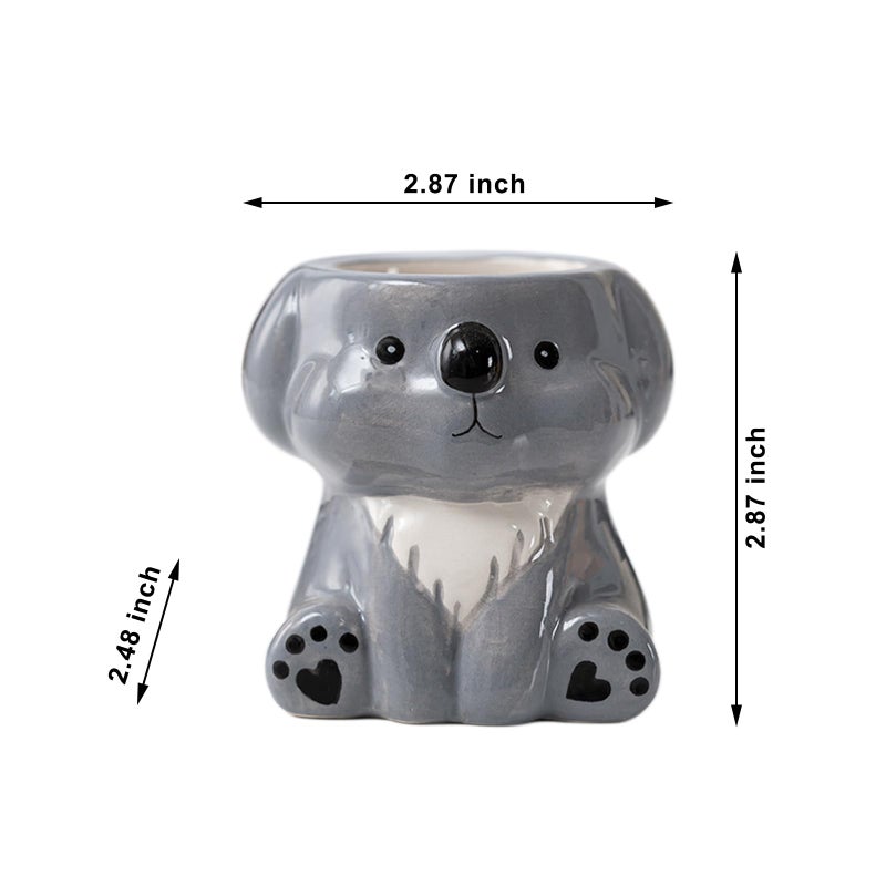 DIYOMR Cute Animals Planter, Mini Ceramic Cartoon Animal Shaped Succulent Flower Pot Indoor Air Plants Holder, Smooth Shiny Decorative Flower Cactus Planter - Plants Not Included (Koala) - Image 3