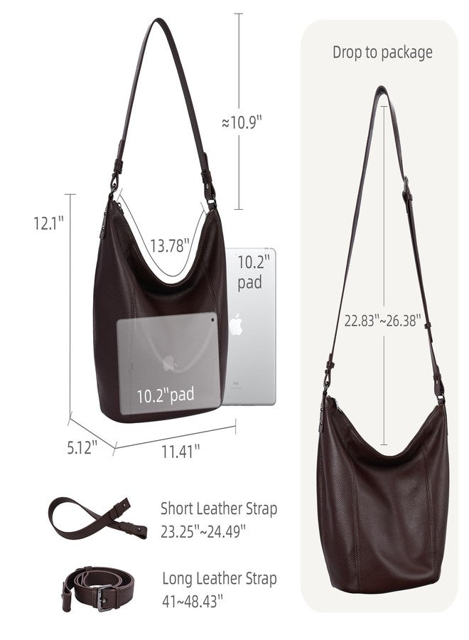 Iswee Soft Leather Hobo Bags for Women Shoulder Purses and Handbags Large Tote Bag Slouchy Crossbody Bag Pocketbooks Everyday Work Bag (Coffee) - Image 5