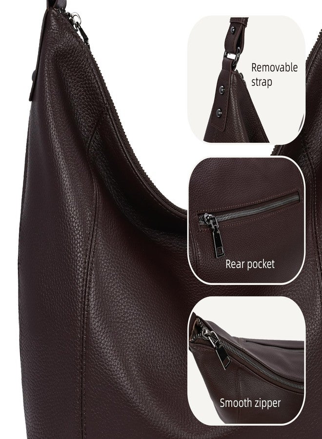 Iswee Soft Leather Hobo Bags for Women Shoulder Purses and Handbags Large Tote Bag Slouchy Crossbody Bag Pocketbooks Everyday Work Bag (Coffee) - Image 4