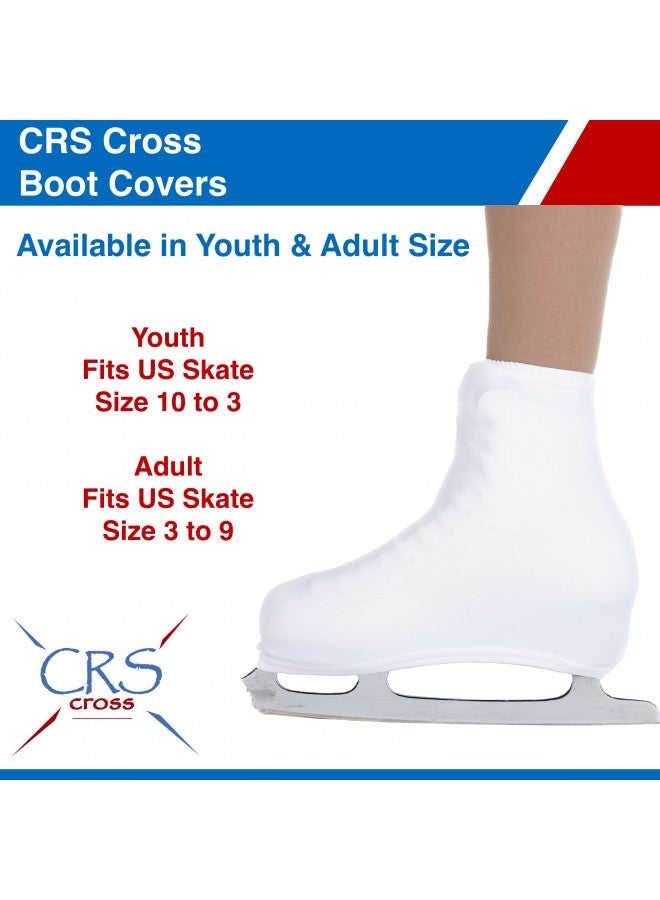 CRS Cross CRS Cross Boot Covers for Skates Lycra Skate Covers. Protect and be Performance Ready for Figure Skating, Ice Skating, Roller Skates. (White, Adult) - Image 1
