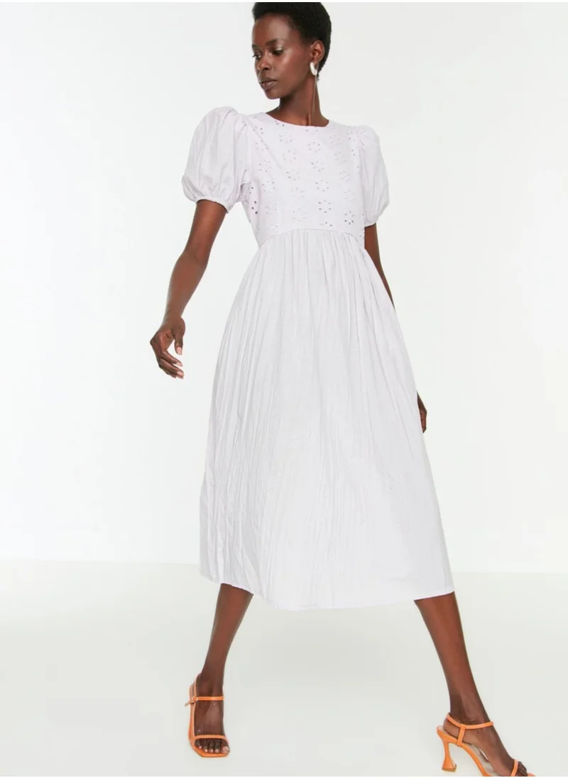 trendyol Balloon Sleeve Pleated Dress