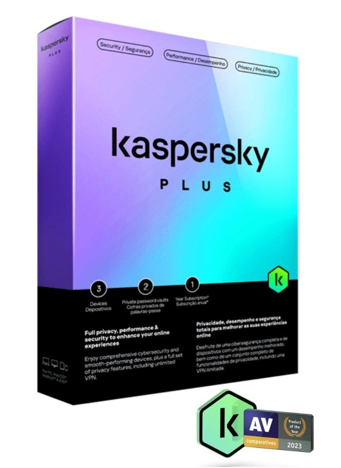 Kaspersky - Kaspersky Plus Internet Security for 3 Devices - 2 Private Password Vaults - 1 Year - Image 1