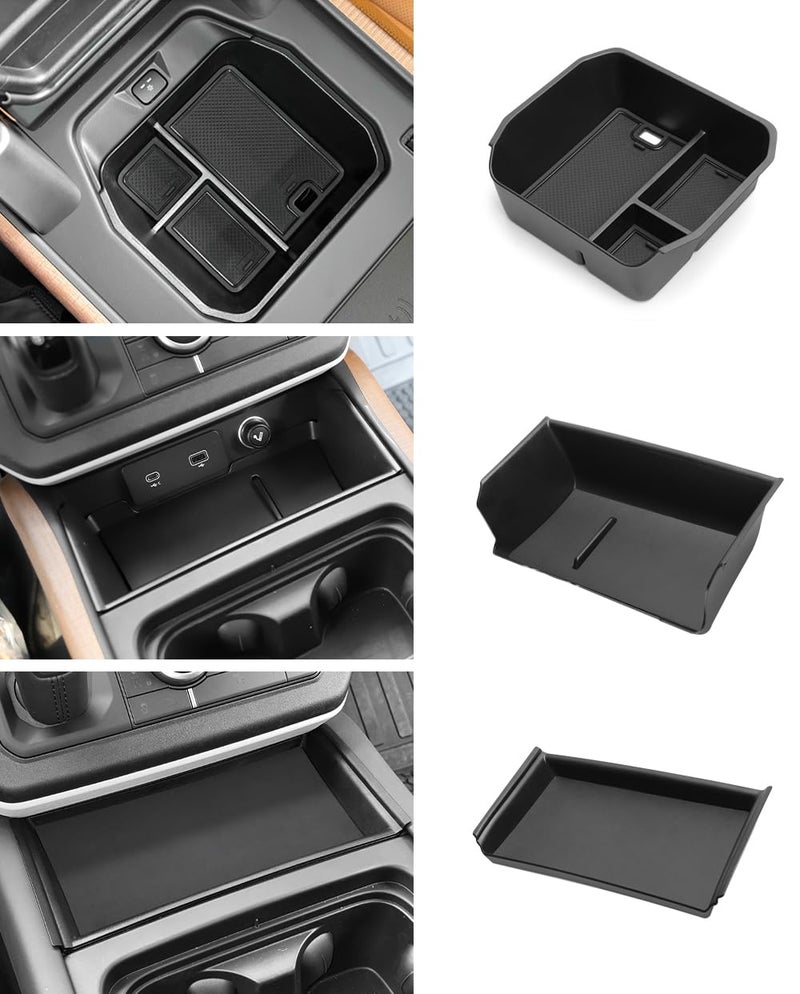EVGoXMods 3PCS Center Console Organizer Compatible with 20202024 Land Rover Defender 90 110 130 ONLY for Refrigerator Version Armrest Storage Box Insert Tray Sets Interior Accessories