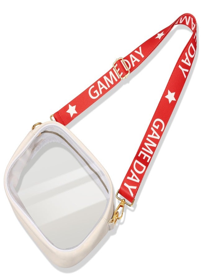 NLCAC Game Day Clear Bag for Stadium Events,Stadium Approved Clear Crossbody Purse Bag Adjustable Strap Shoulder Bags for Sports Events Concerts (Red White) - Image 5