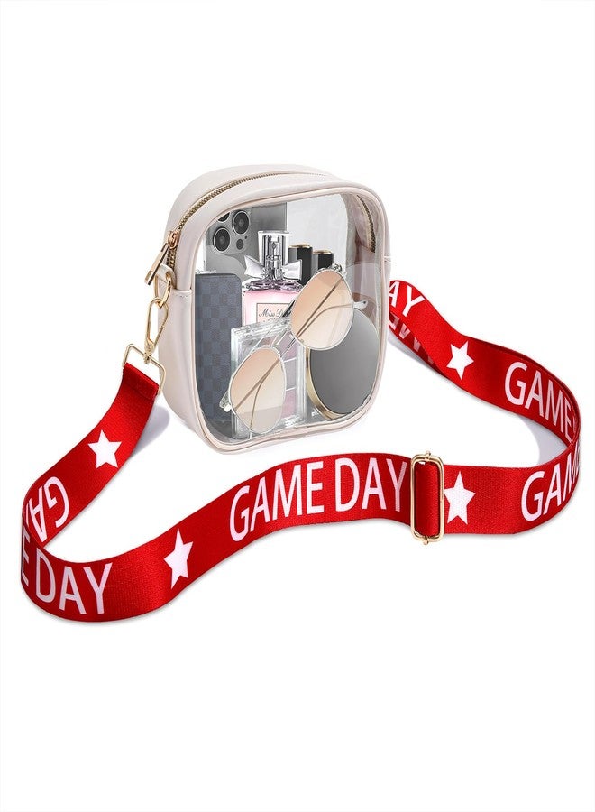 NLCAC Game Day Clear Bag for Stadium Events,Stadium Approved Clear Crossbody Purse Bag Adjustable Strap Shoulder Bags for Sports Events Concerts (Red White) - Image 1