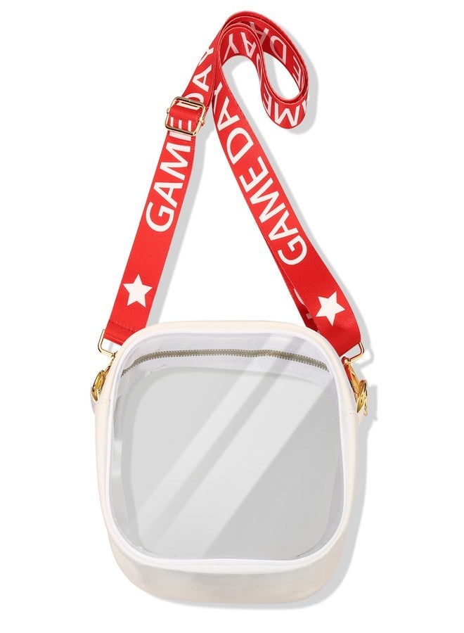 NLCAC Game Day Clear Bag for Stadium Events,Stadium Approved Clear Crossbody Purse Bag Adjustable Strap Shoulder Bags for Sports Events Concerts (Red White) - Image 4
