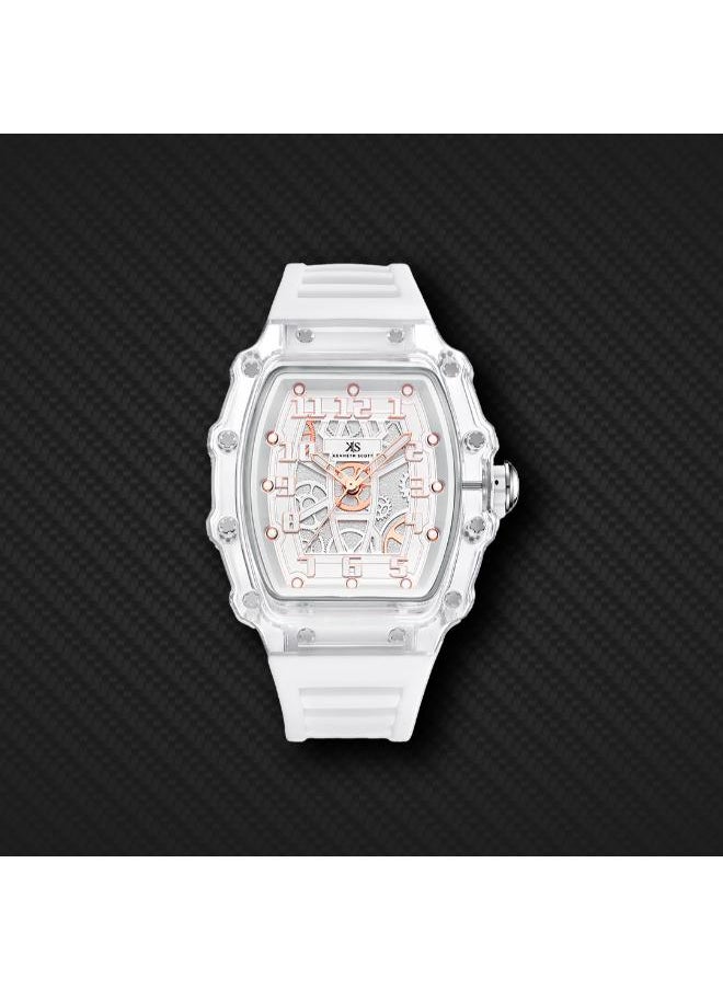 KENNETH SCOTT Men's Analog Display Watch With White Silicone Strap - K25009-SSWW  - Image 4