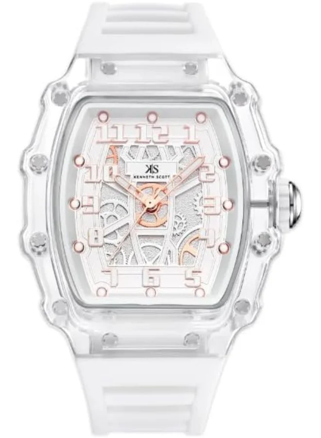 KENNETH SCOTT Kenneth Scott Men's Watch, Analog Display and Silicone Strap - K25009-SSWW, White